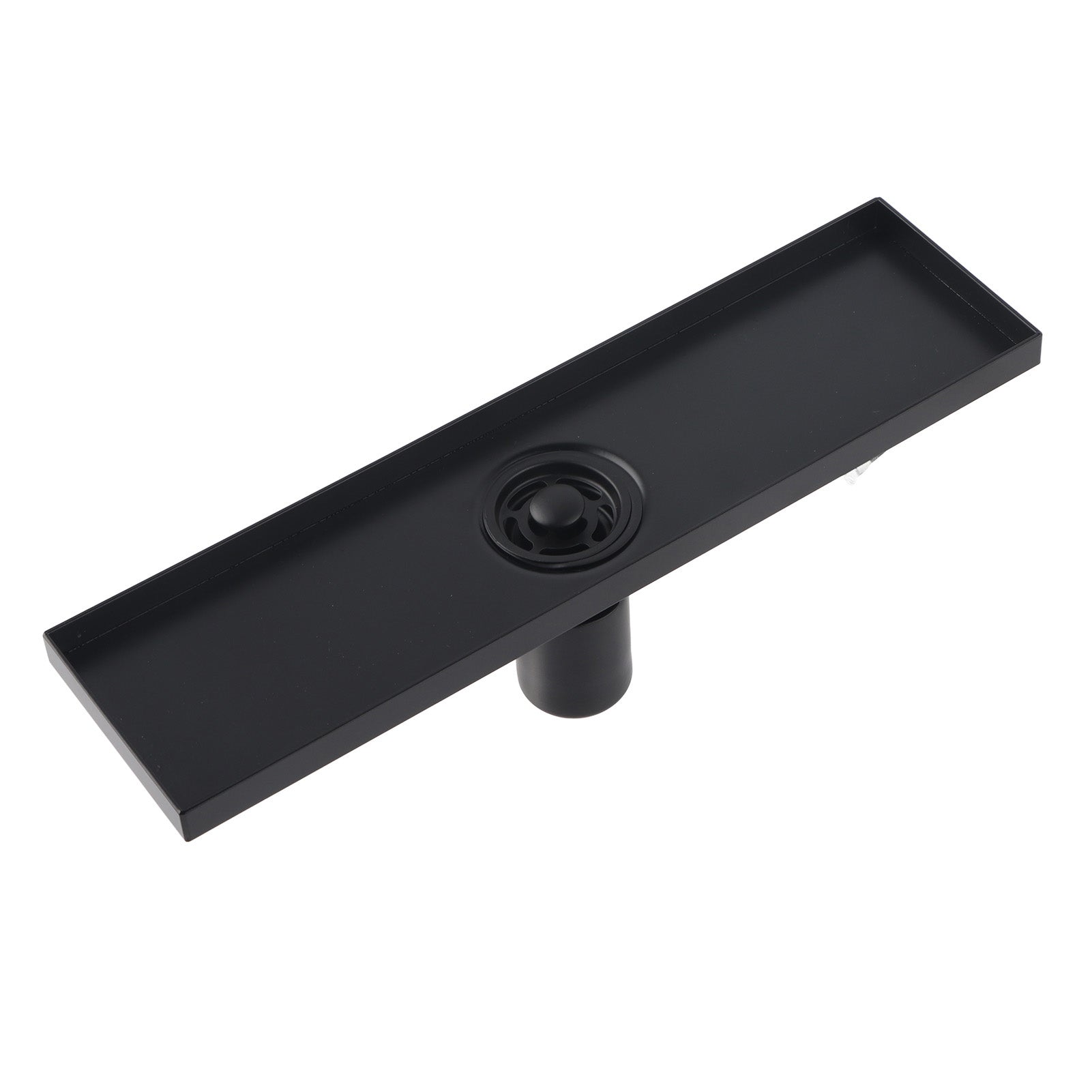 Linear Shower Floor Drain with Removable Cover 304 Stainless Steel Matte Black 30cm