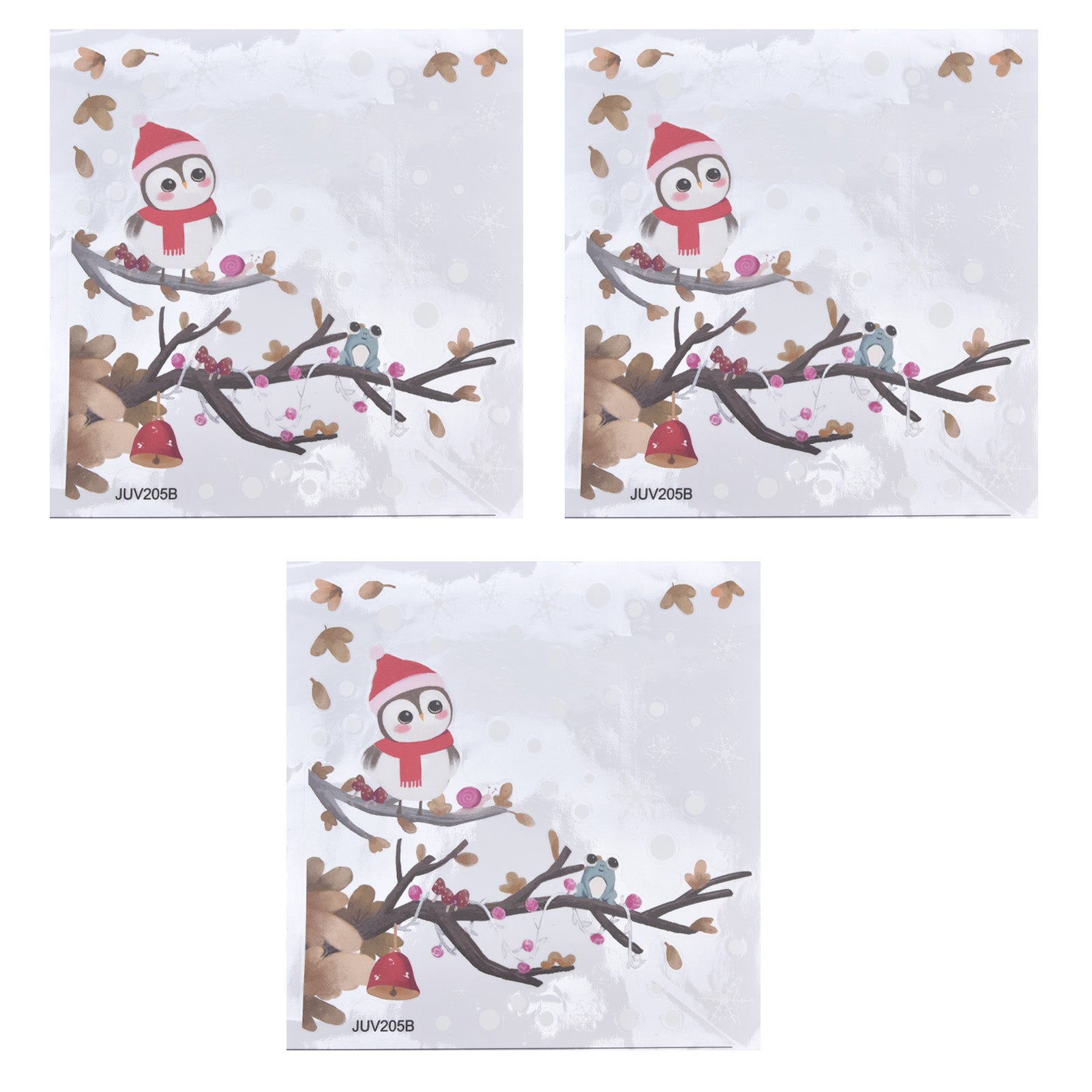 3Pcs Owl On A Tree Branch Sticker Innovative Self Adhesive Christmas Decal for Home Shop StoreJUV205‑B
