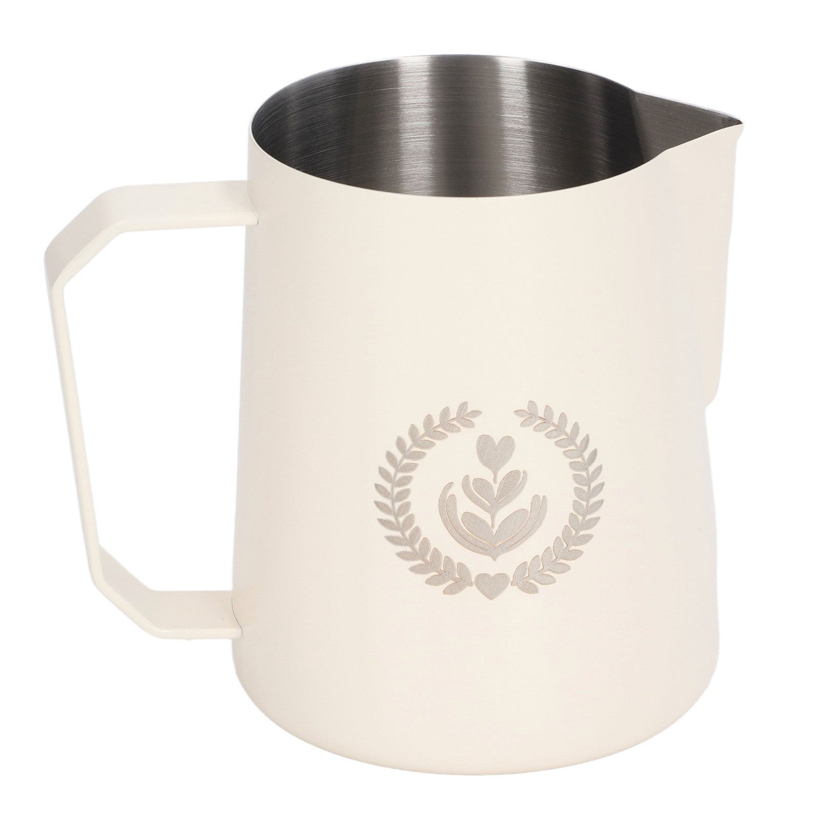 Frothing Jug Pitcher 600ml Food Grade Stainless Steel Milk Frother Cup Eagle Spout Milk Frothing Jug Matte Beige