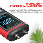 GT5101 Digital Manometer, Dual-Port Manometer Gas Pressure Tester, Handheld Professional Air Pressure Meter, 13 Selectable Units Differential Pressure Gauge, with Large LCD Display