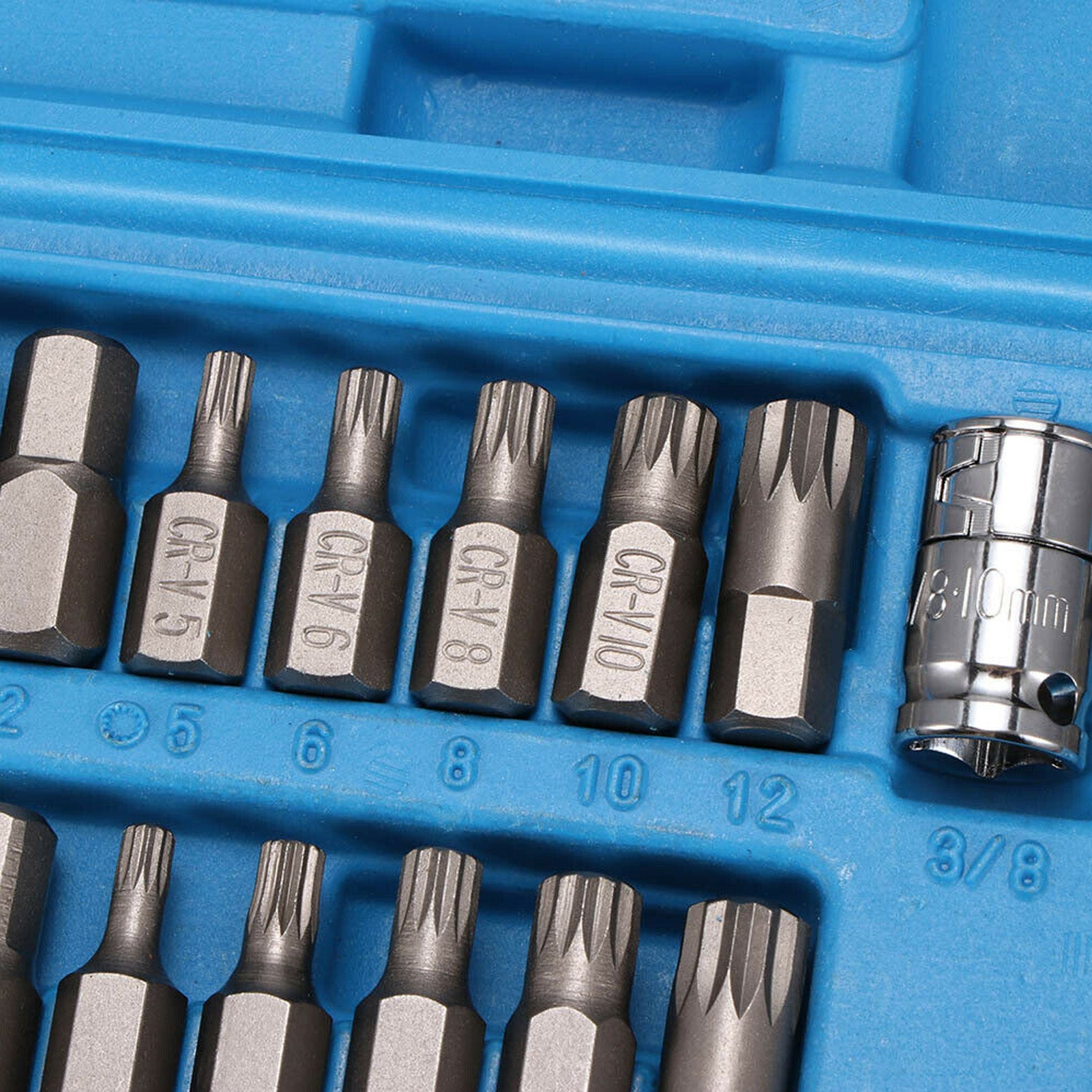 40 in 1 Spline& Hex& Torx Star Bit Socket Set 3/8 1/2''Diameter Long Short Reach Allen Key with Storage Box