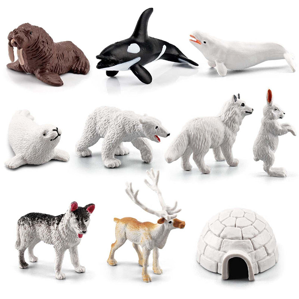 10 Pcs Animal Figures Set Realistic Forest Animals Children's Toy Miniature Polar Bear Figure Action Model Educational Toy Desktop Ornament