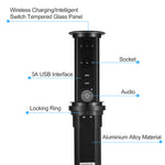 Intelligent Motorised Pop-Up Socket Surge Protector Power Strip Retractable Power Strip with USB Charging Stations for Kitchen Counter, Conference Room