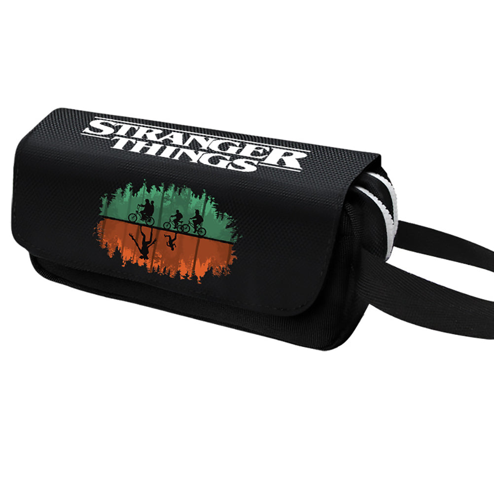 Printed Zipper Pencil Pouch Dual Layer Pencil Case for Boys Girls School Supplies Students Pen Bag