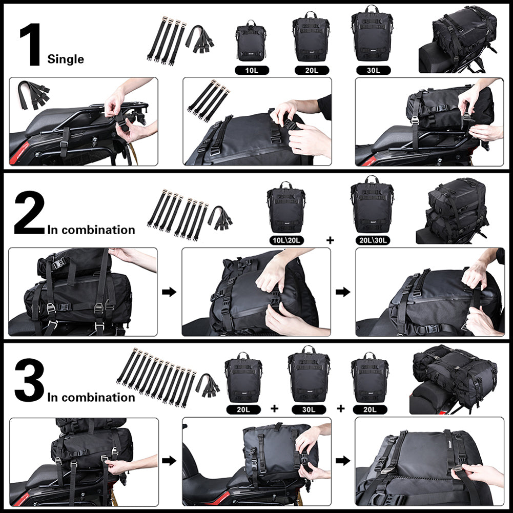 Large Capacity Motorcycle Bag Waterproof Luggage Pack Multi-Function Motorbike Saddle Rack Luggage Bags