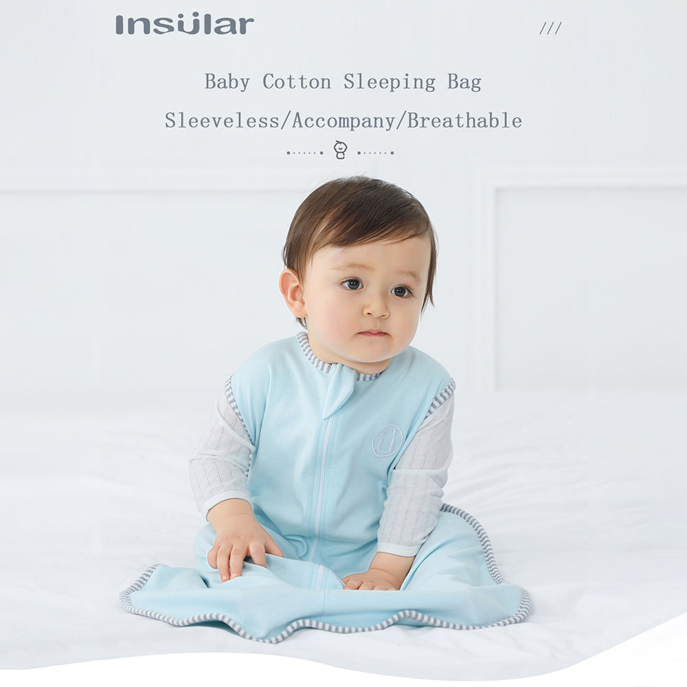 Insular SU3006 Cotton Sleeping Bag for Kids Wearable Blanket for Baby Toddler Sleeping Bag with Zippers Sleeveless Breathable Unisex