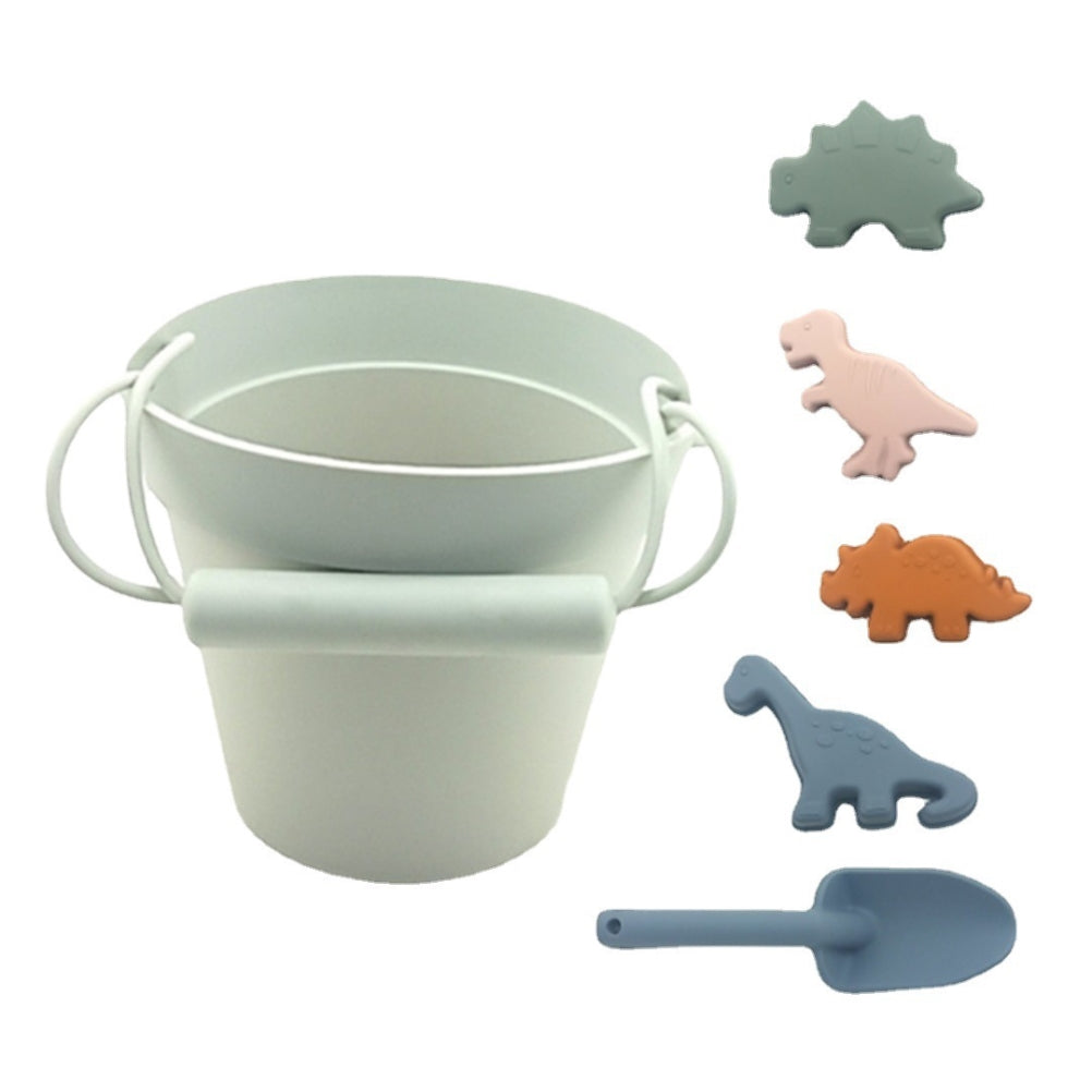 6pcs/set Beach Toy Set Silicone Sandpit Dig Tool Kit Portable Beach Sand Bucket Toy