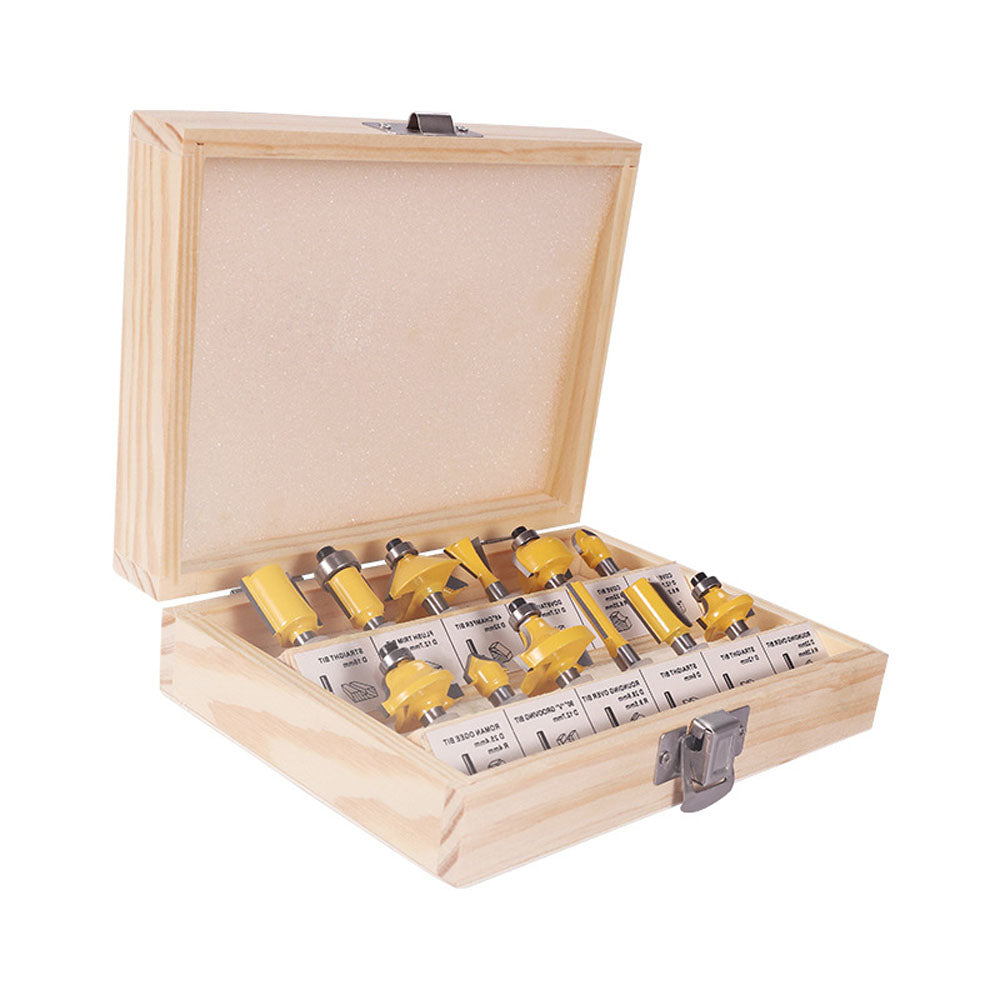 12pcs Milling Cutter Router Bit Set Wood Cutter Carbide 1/4inch 8mm Shank Optional Mill Woodworking Trimming Engraving Carving Cutting Tool