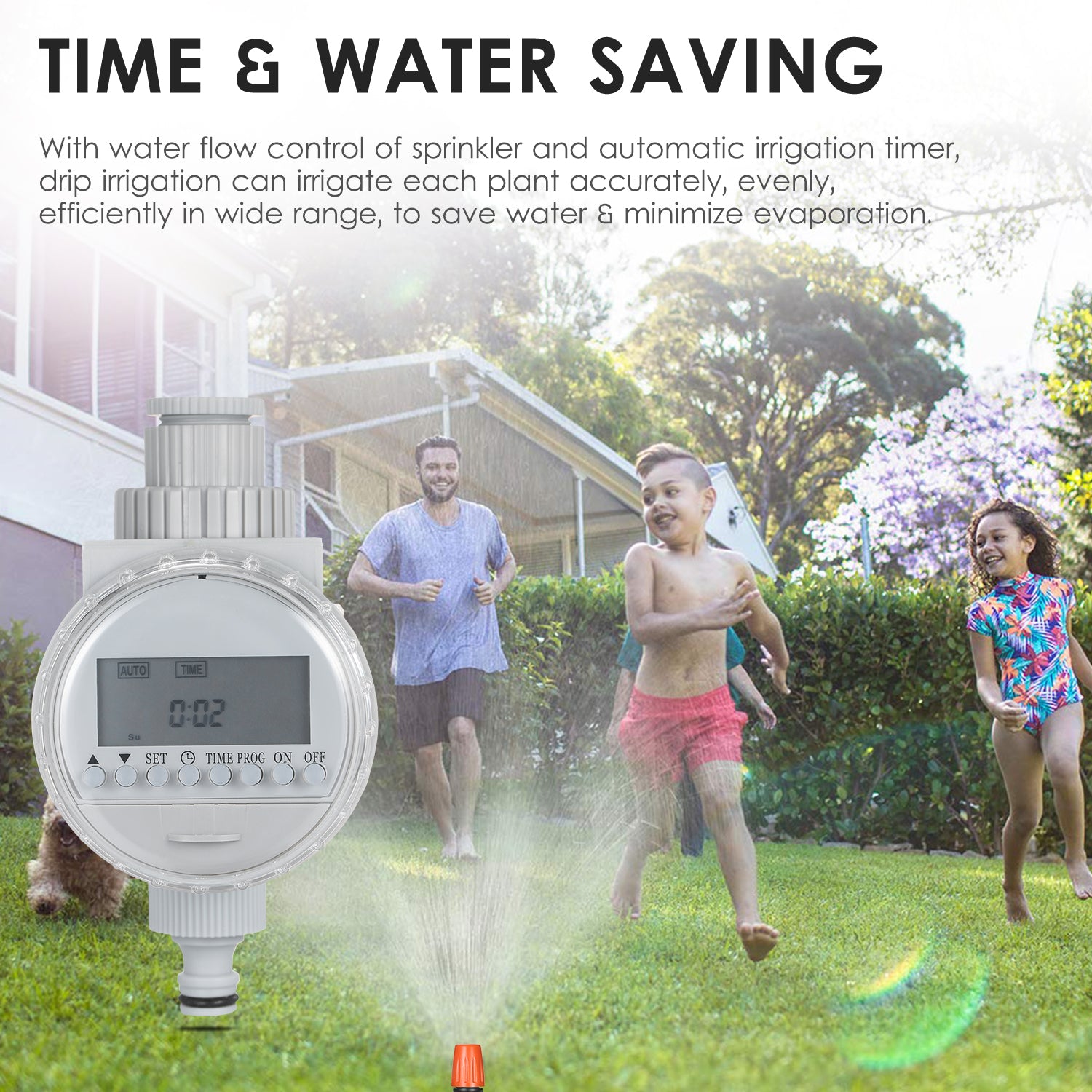 Plant Watering Drip Irrigation Kit DIY Watering System with Electronic Automatic Irrigation Timer Nozzles Misters Drippers 40 Meters Tubing for Garden Lawn Patio