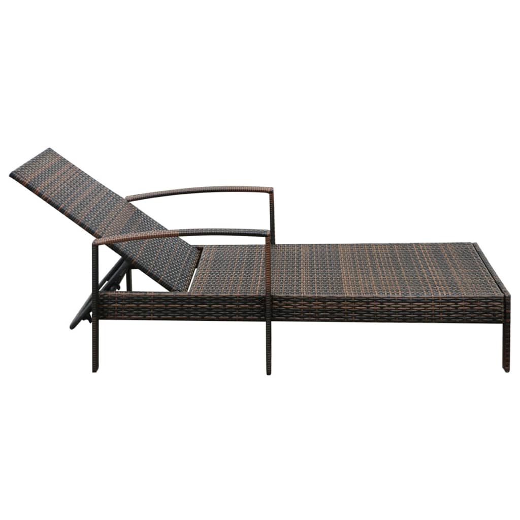 vidaXL Sun Lounger with Cushion Poly Rattan Brown