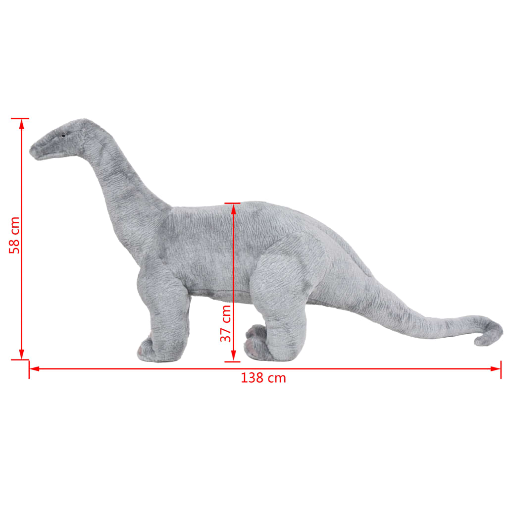 vidaXL Standing Plush Toy Brachiosaurus Dinosaur Grey XXL