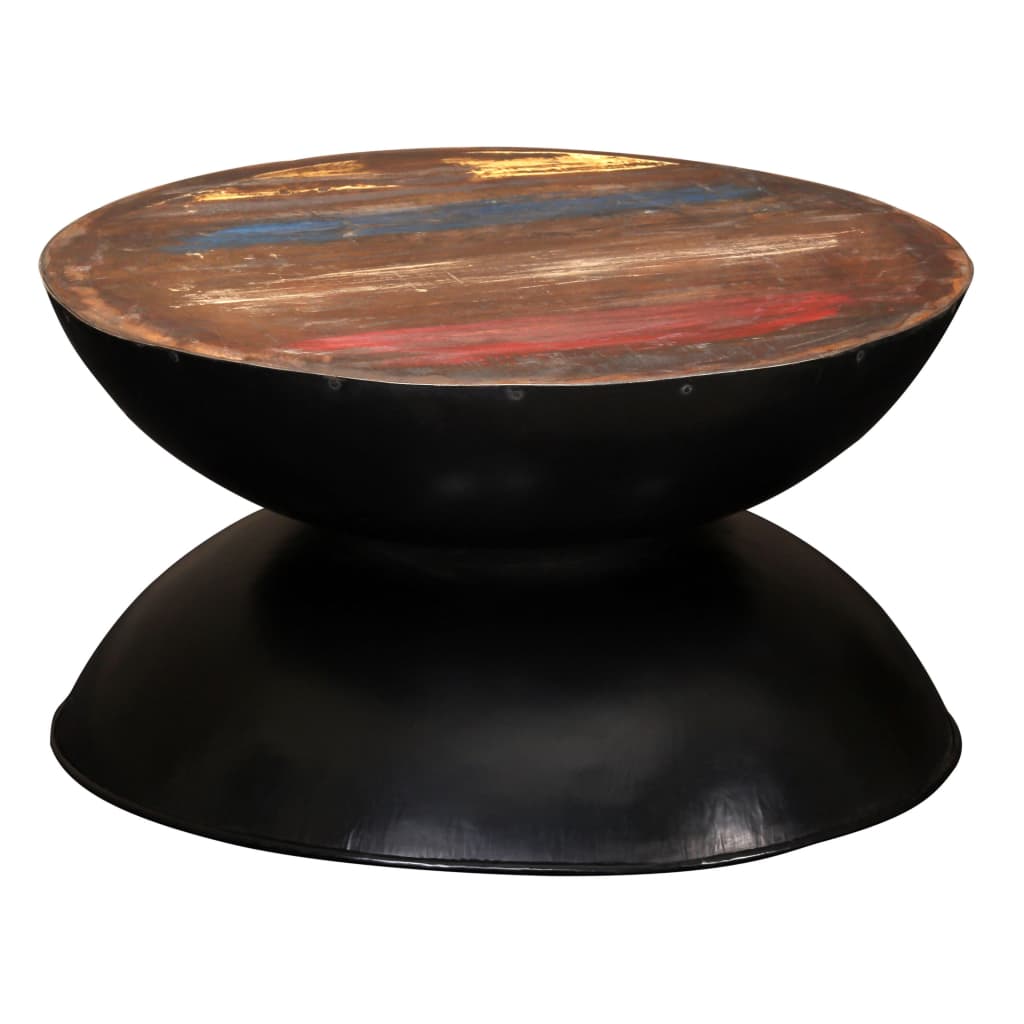 vidaXL Coffee Table Solid Reclaimed Wood Black Base 60x60x33 cm