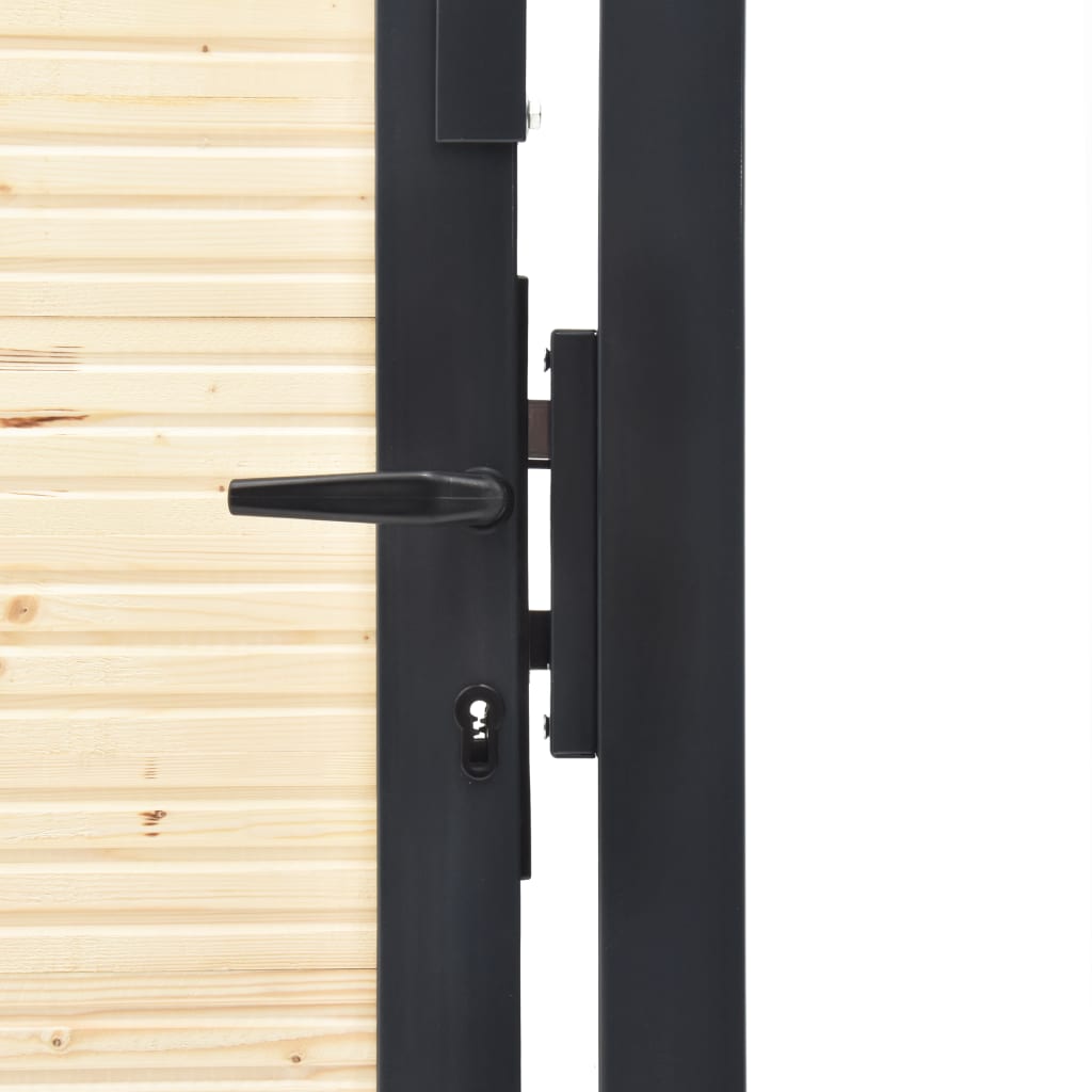 vidaXL Fence Gate Steel and Spruce Wood 408x175 cm