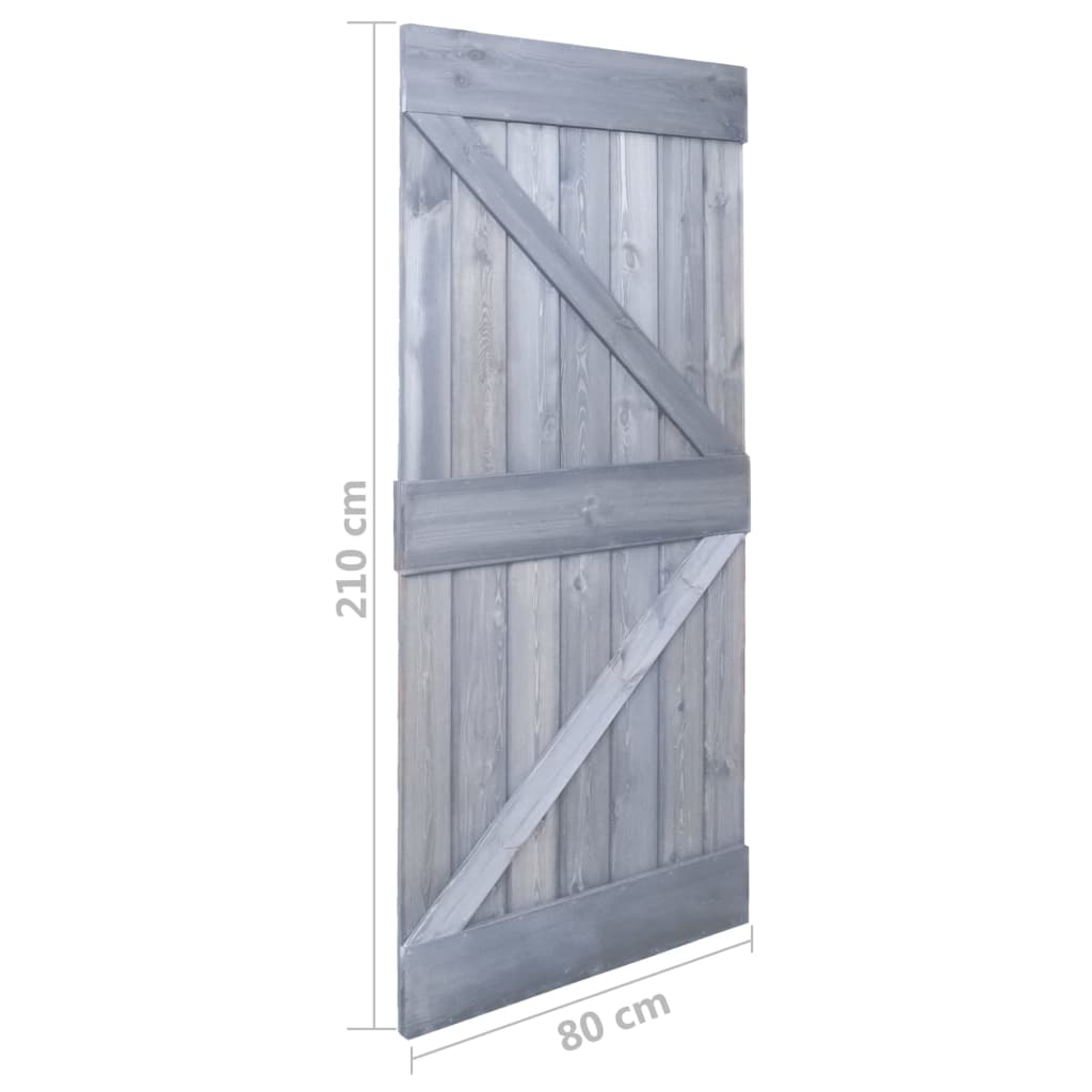 vidaXL Sliding Door with Hardware Set 80x210 cm Solid Pine Wood Grey