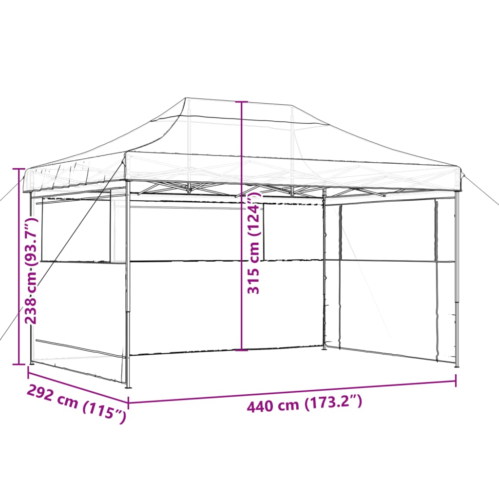vidaXL Foldable Party Tent Pop-Up with 3 Sidewalls Terracotta