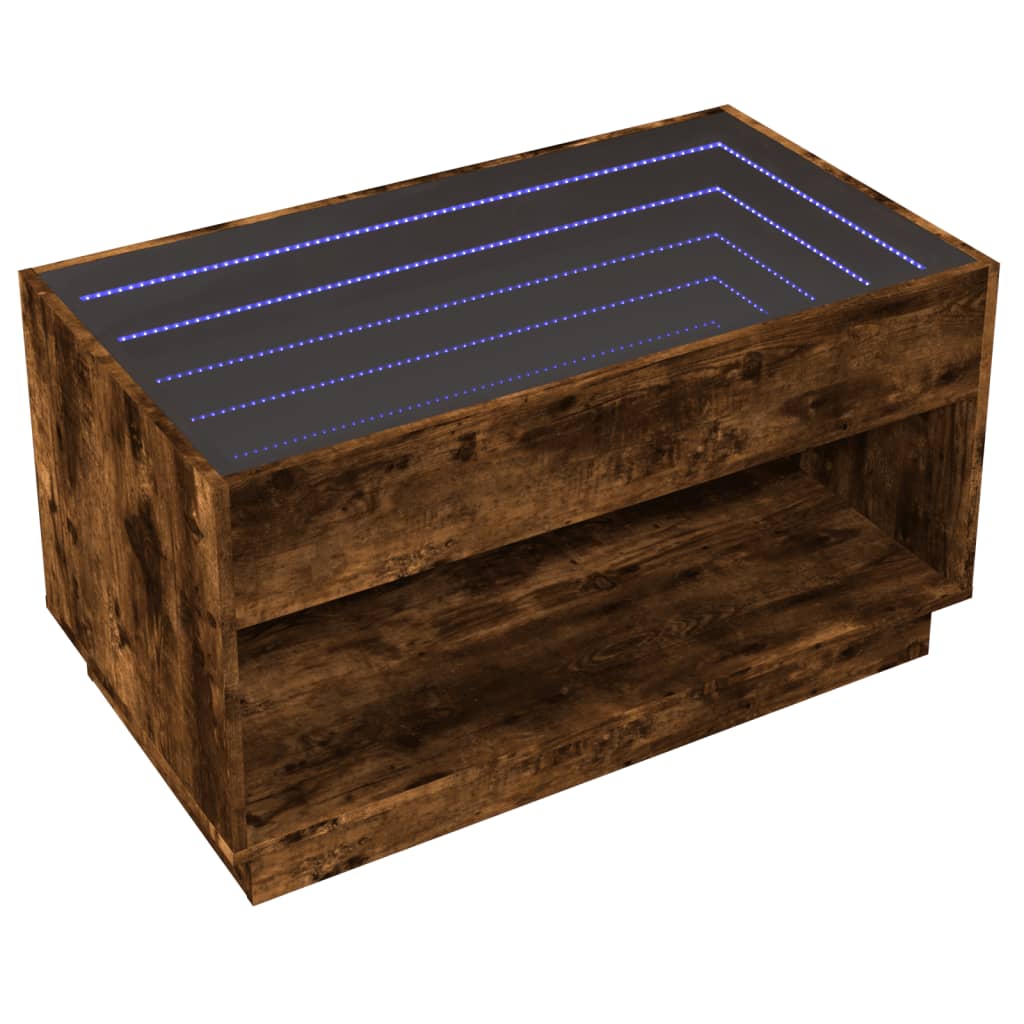vidaXL Coffee Table with Infinity LED Smoked Oak 90x50x50 cm