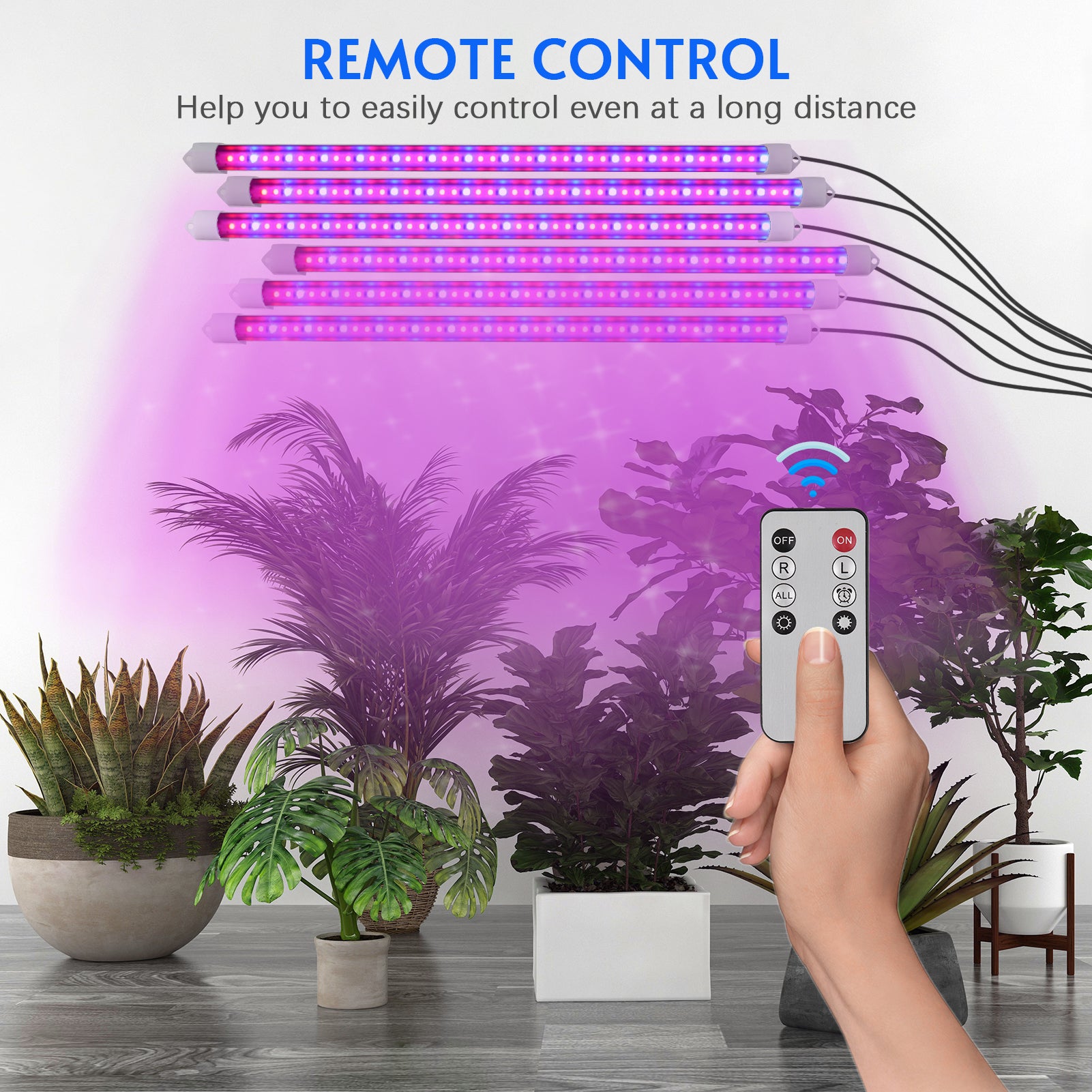 6 Pack Led Grow Lights for Indoor Plants Full Spectrum Waterproof Plant Light Strip 10 Dimmable Levels 3 Working Modes Timer 3/9/12H Grow Lamp with Remote Control for Indoor Plant Growing