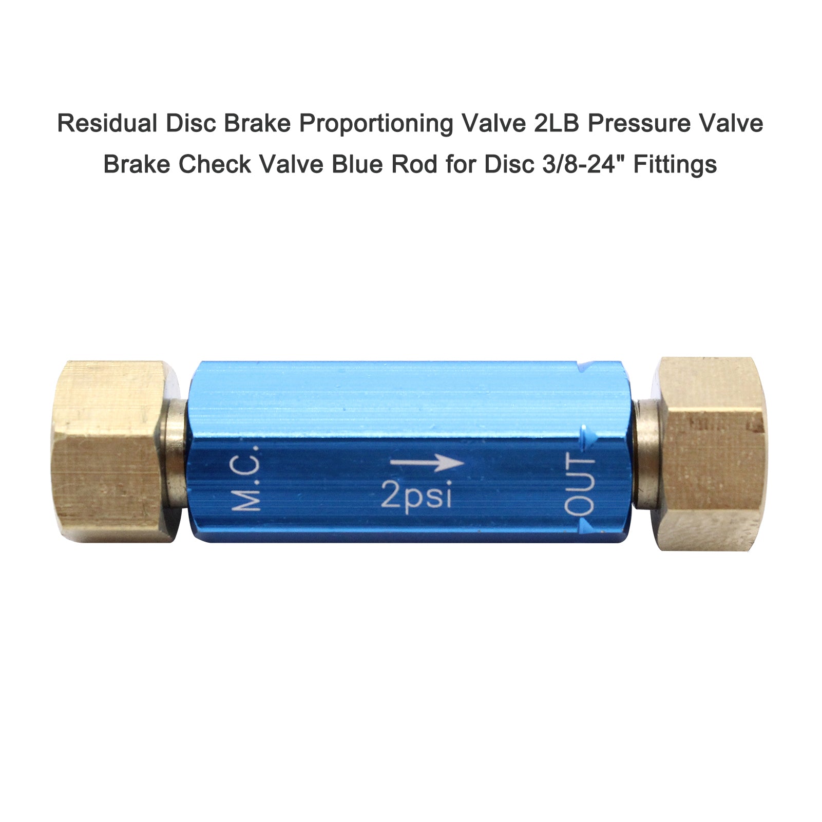 Residual Disc Brake Proportioning Valve 2LB Pressure Valve Brake Check Valve Blue Rod for Disc 3/8-24'' Fittings