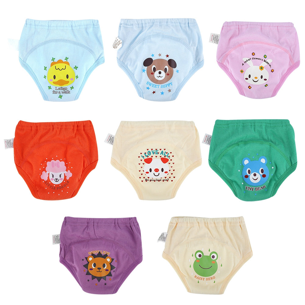 8PCS Baby Cloth Cartoon Waterproof Diapers Nappies Toddler 4 Layers Potty Training Pants (90)