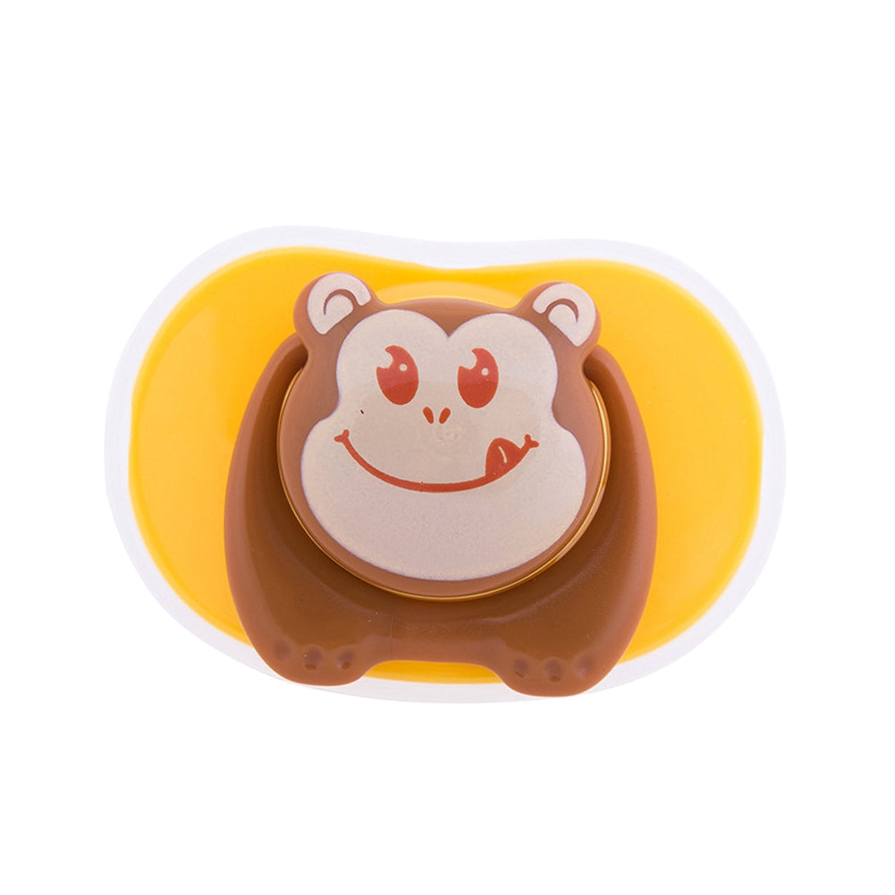Cartoon Baby Newborn Silicone Pacifier Thumb Type Appease Nipple(Yellow, Flat Head Orangutan)