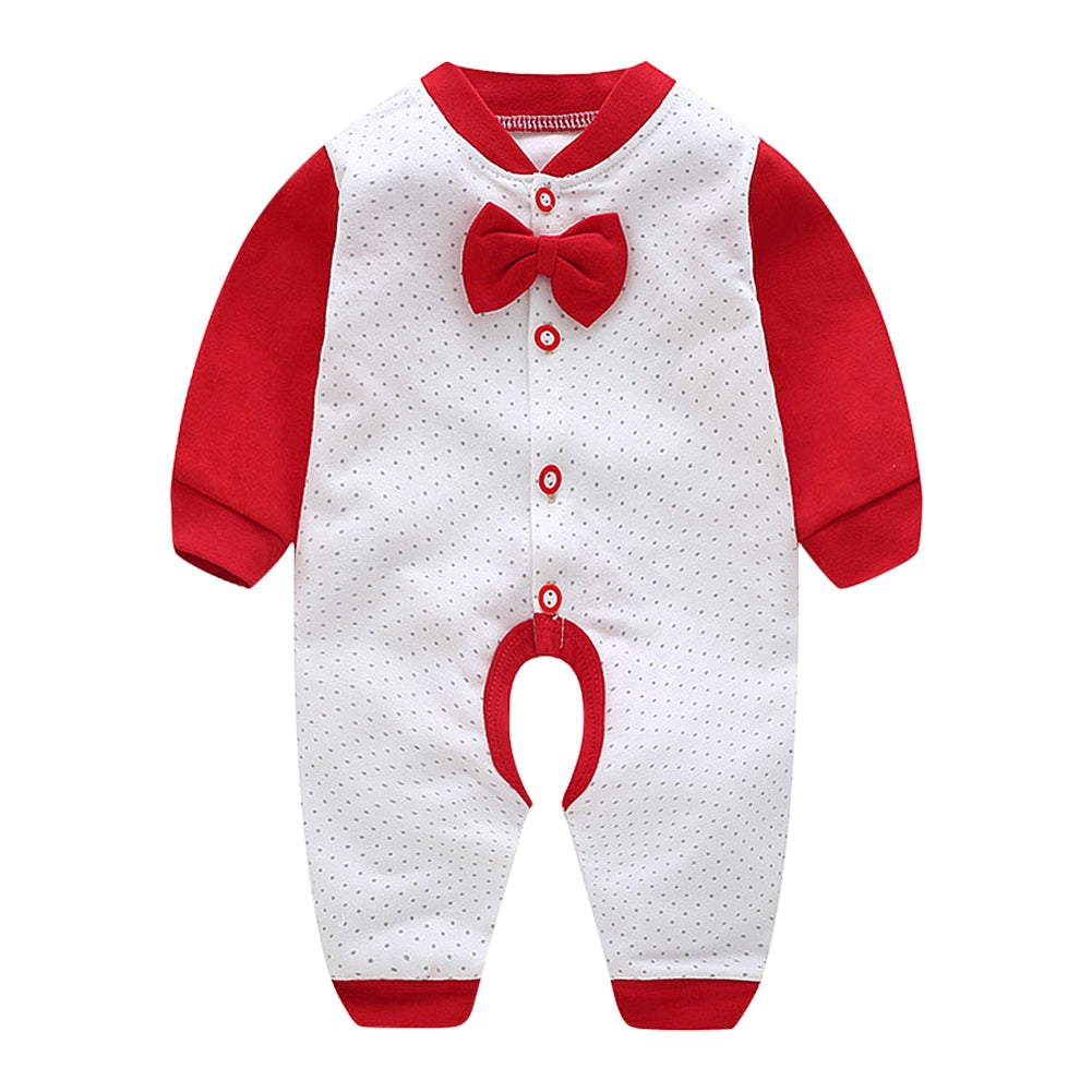 Baby Infant Toddler Long Sleeve Stitching Color Bodysuit Single breasted Jumpsuit(80cm)