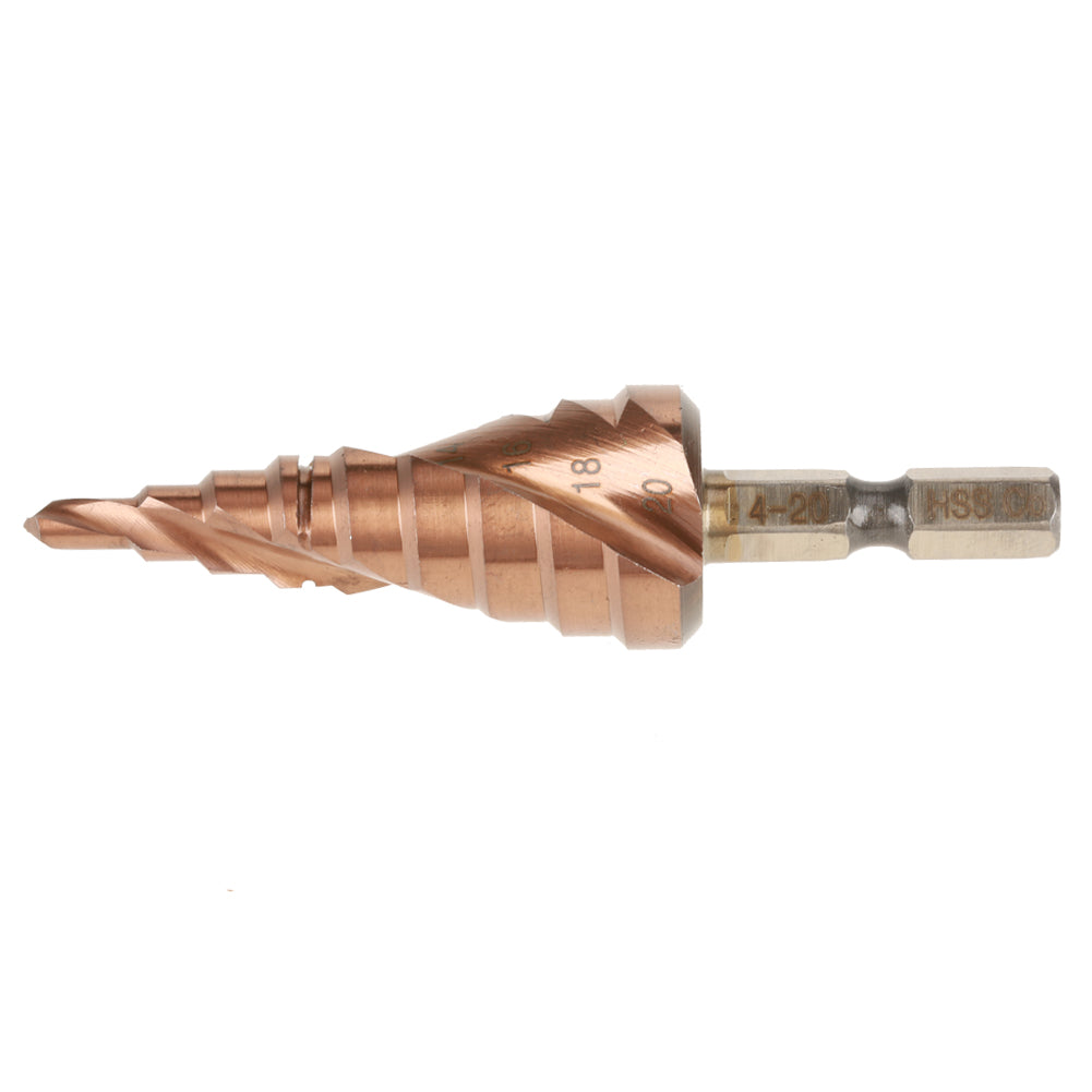1Pcs Hexagonal Handle Spiral Groove Step Cone Cobalt Drill Bit High Speed Steel(4-20mm)