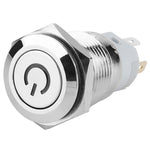 40pcs 16mm Metal Momentary Push Button Switch Auto Reset Flat Head 12V LED Light 5-Pin (Blue)