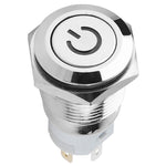 40pcs 16mm Metal Momentary Push Button Switch Auto Reset Flat Head 12V LED Light 5-Pin (Blue)