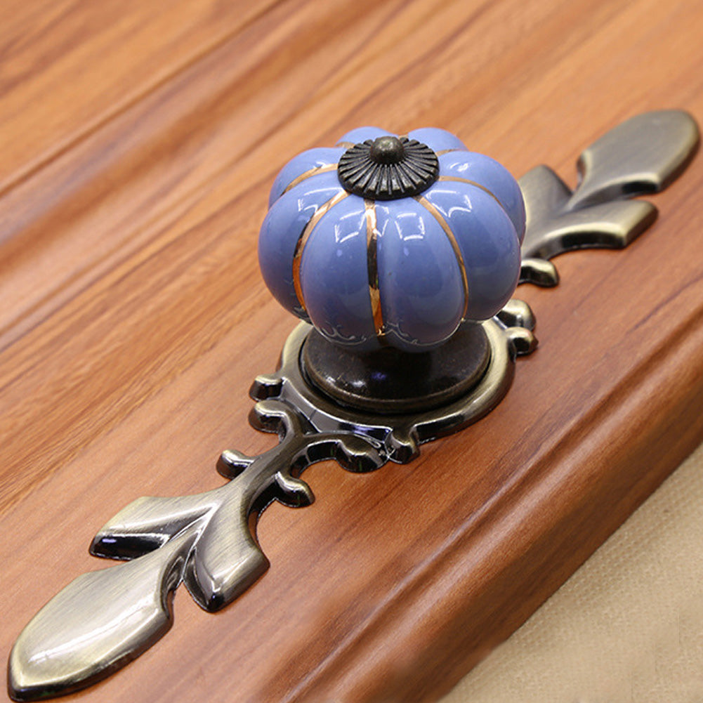 Pumpkin Shape Ceramic Cabinet Wardrobe Drawer Pull Handle Furniture Knob Fitting (Royal Blue)