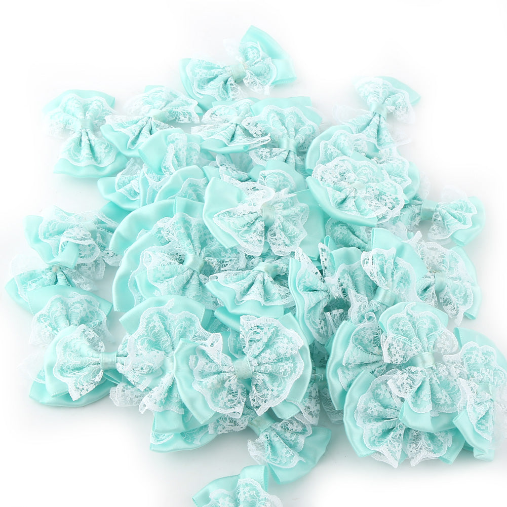 Small Bows Bowknot Lace Appliques Sew Craft Kid's Cloth Lots (Green)