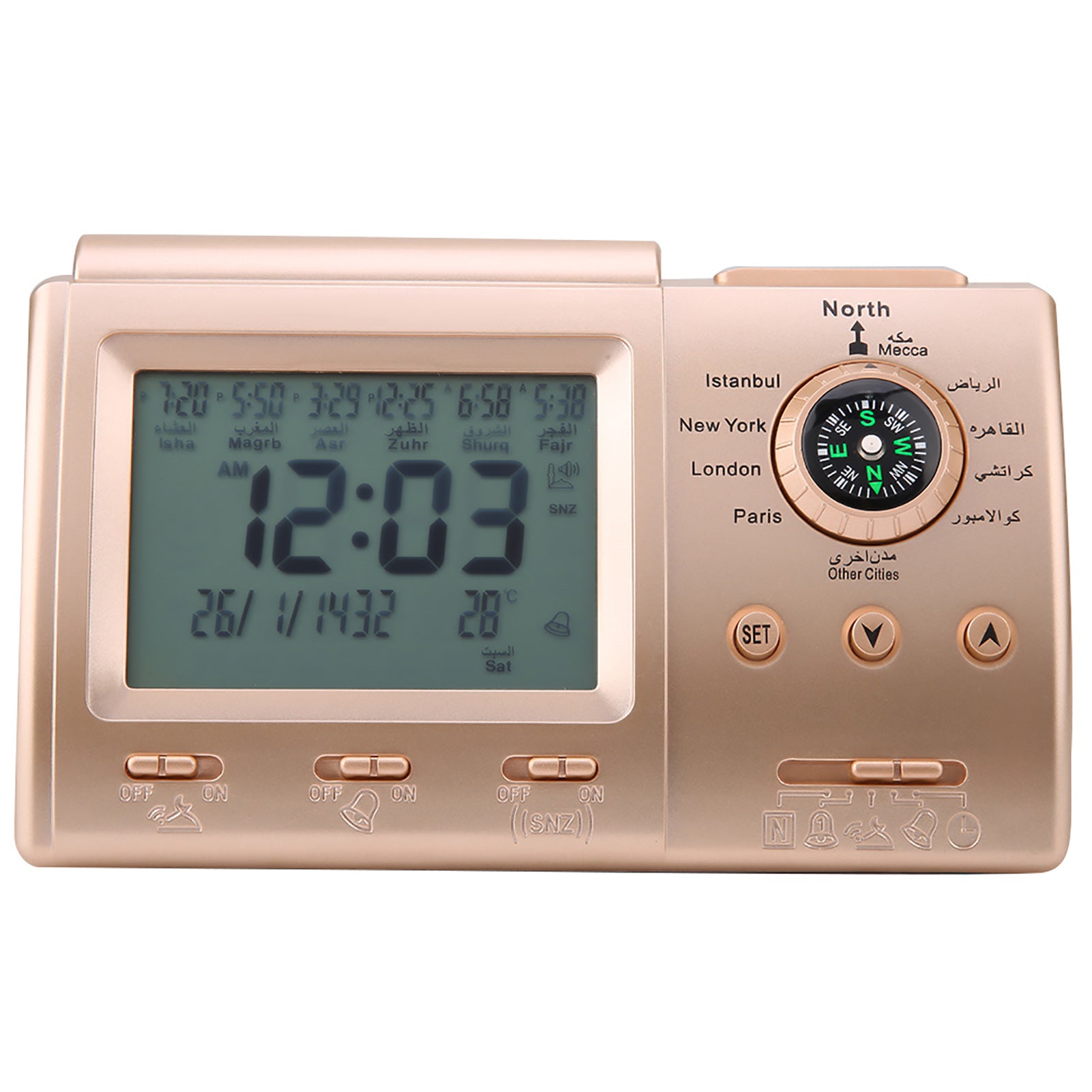 New Digital Islamic Clock Alarm Prayer Alarm LCD Azan Clock Pray Time Reminder