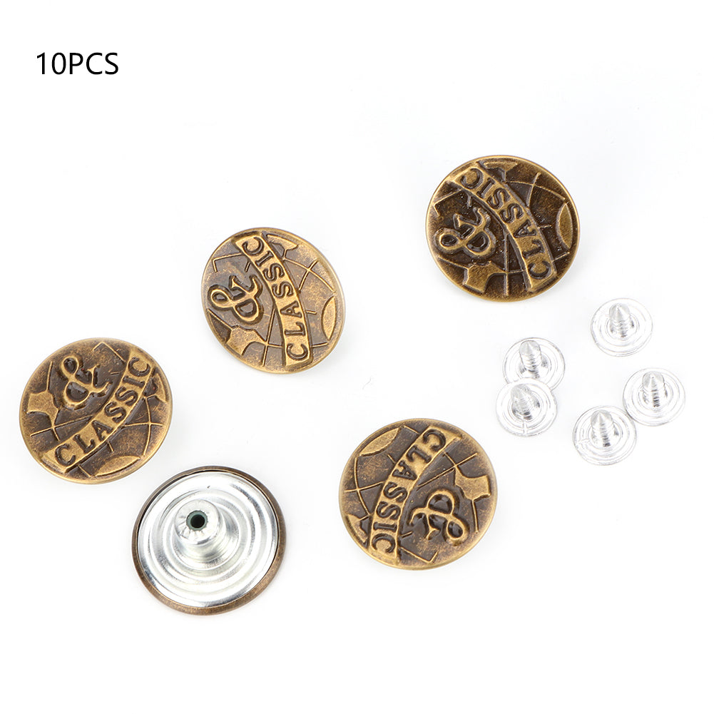 10 Piece Popular  20 mm Vintage Jean Clasp Practical  Jean Button with Thread(# 6)