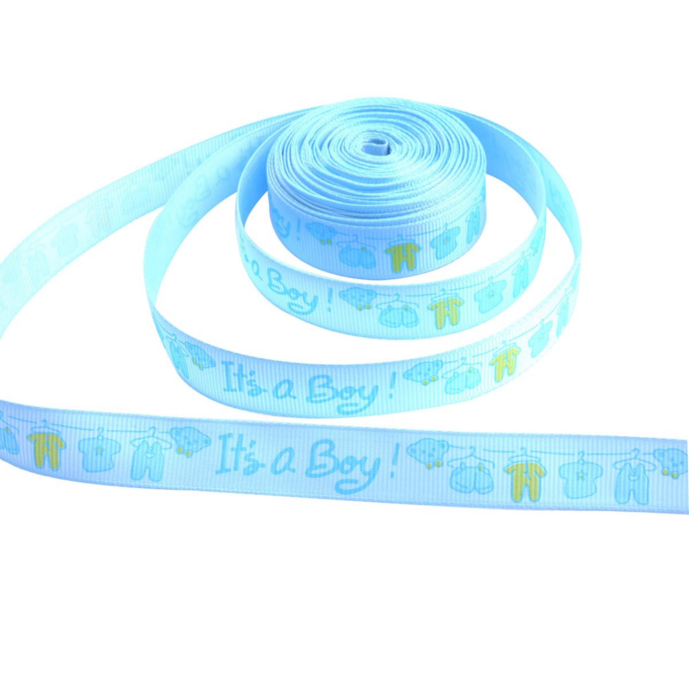 15mm 10yard It's A Boy Printed Ribbon for DIY Baby Shower Decoration Gift Wrapping (Blue)