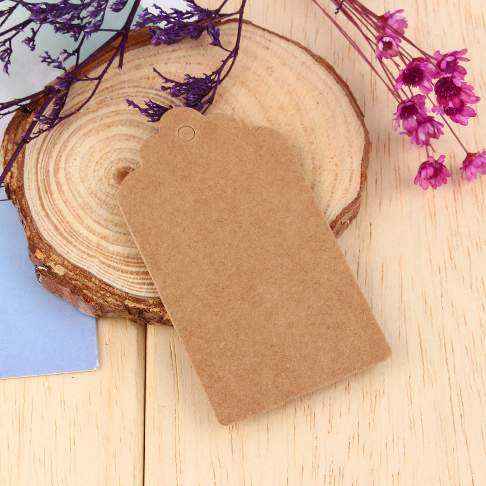 100x Blank Kraft Paper Hang Tags Wedding Party Favour Label Price Gift Cards