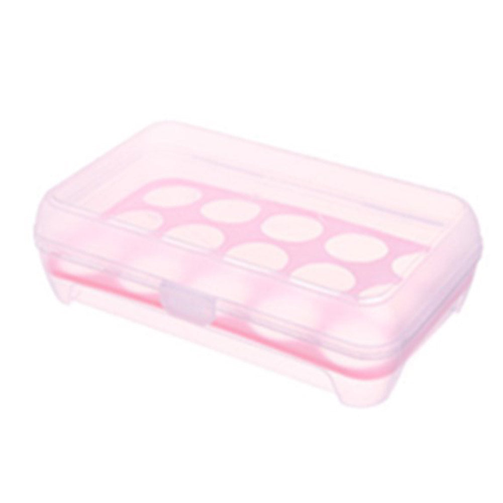 1Pc Egg Storage Holder Box 15 Grid Plastic Tray Refrigerator Eggs Organizer(Pink)