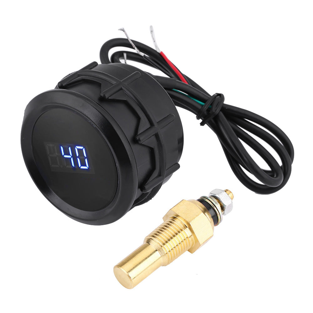 2 Inch 52mm Car Blue LED Digital Water Temperature Gauge Kit with Temp Sensor Black