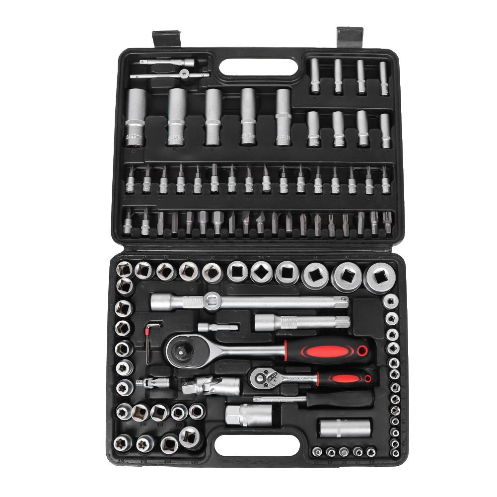 108pcs 1/2in 1/4in Socket Sleeve Wrench Combination Set Auto Repair Hand Tools