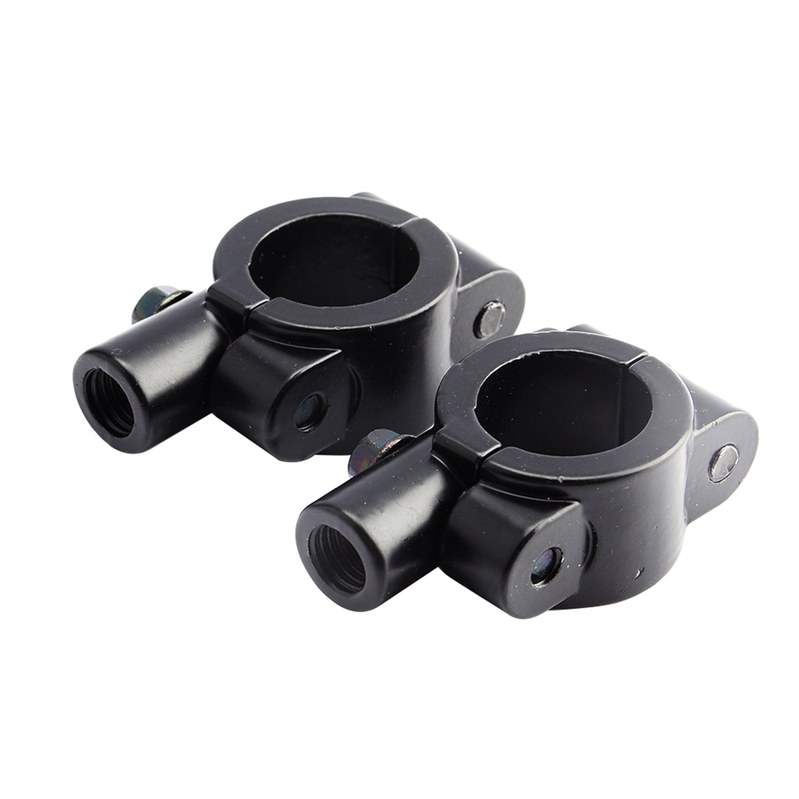 2Pcs Black Universal Motorcycle Handlebar Mirror Mount 10mm 7/8" Aluminum Clamp