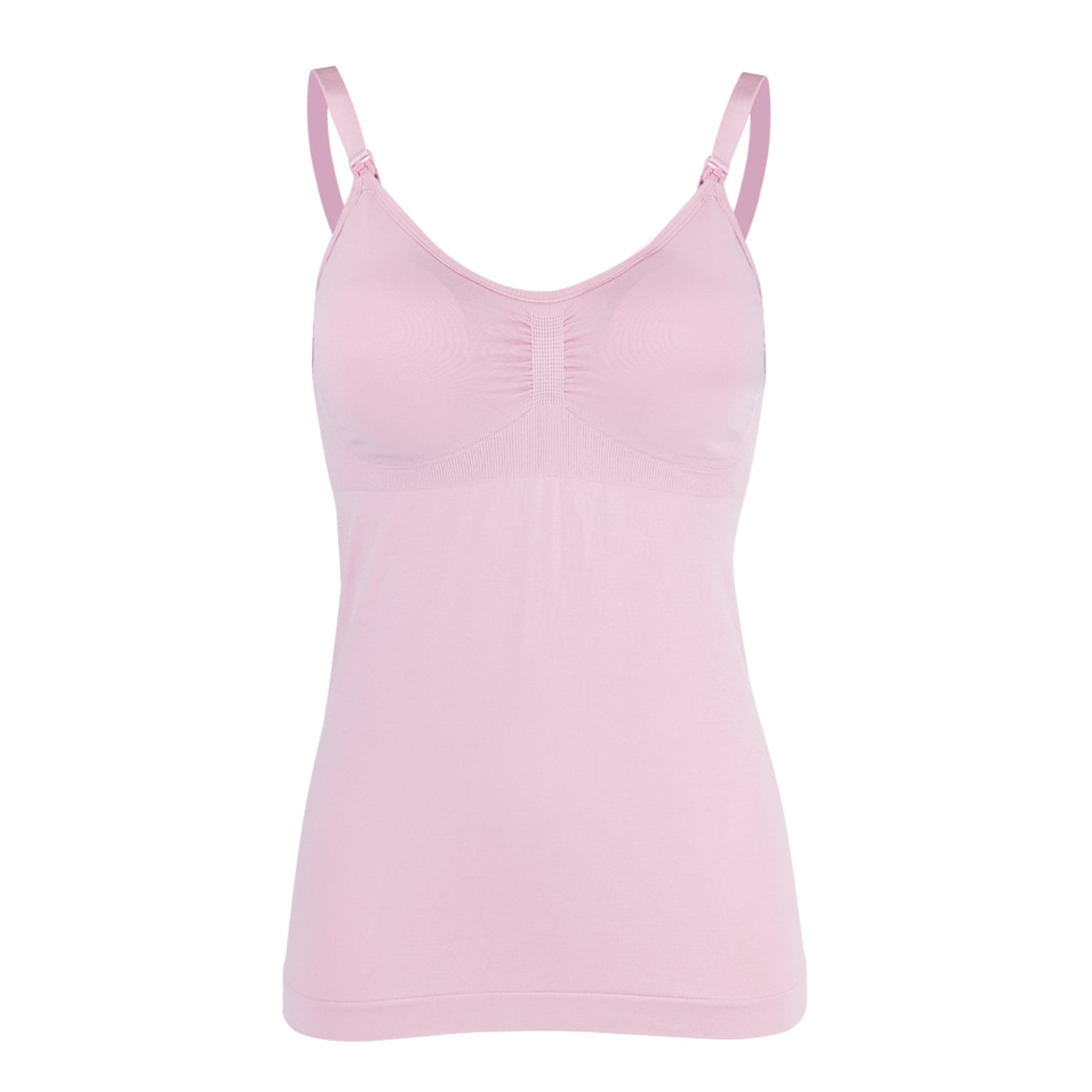 Slim Breastfeeding Tank Top with Built in Nursing Bra Maternity Vest Undershirt (Pink L)