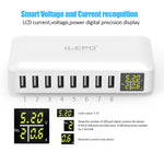 8 Ports Smart USB Charger 40W 8A Multi Port USB Hub with LCD Display Fast Charging Wall Charger Power Adapter with 4ft Long Power Cord