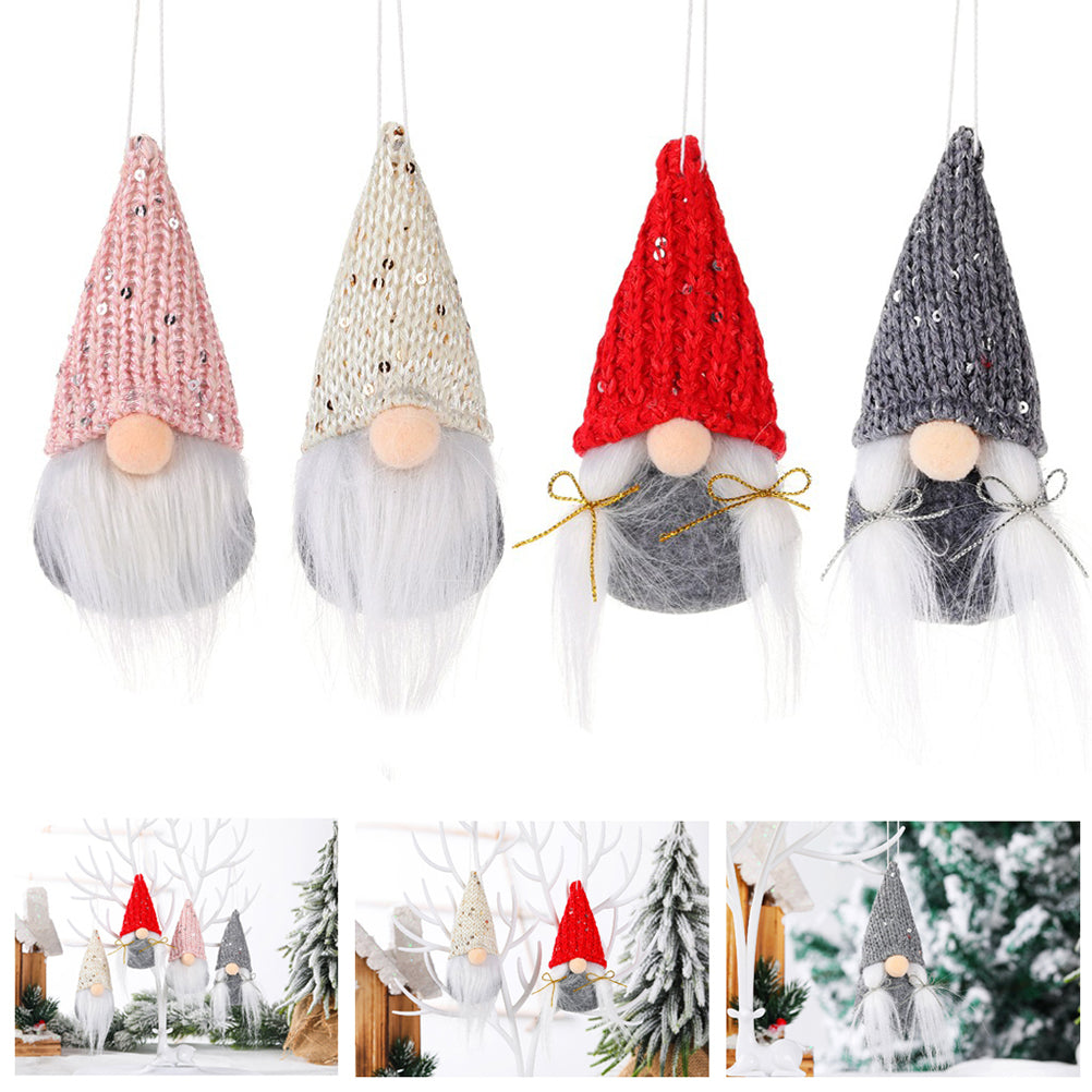 4Pcs Christmas Tree Hanging Gnomes Ornaments Set Swedish Handmade Plush Gnomes Santa Elf Hanging Home Decorations Holiday Decor