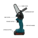4in Mini Handheld Electric Chainsaw High Powers Woodworking-Saw Portable Rechargeable Cordless One-Hand Wood Cutter for Gardening Pruning Trimming