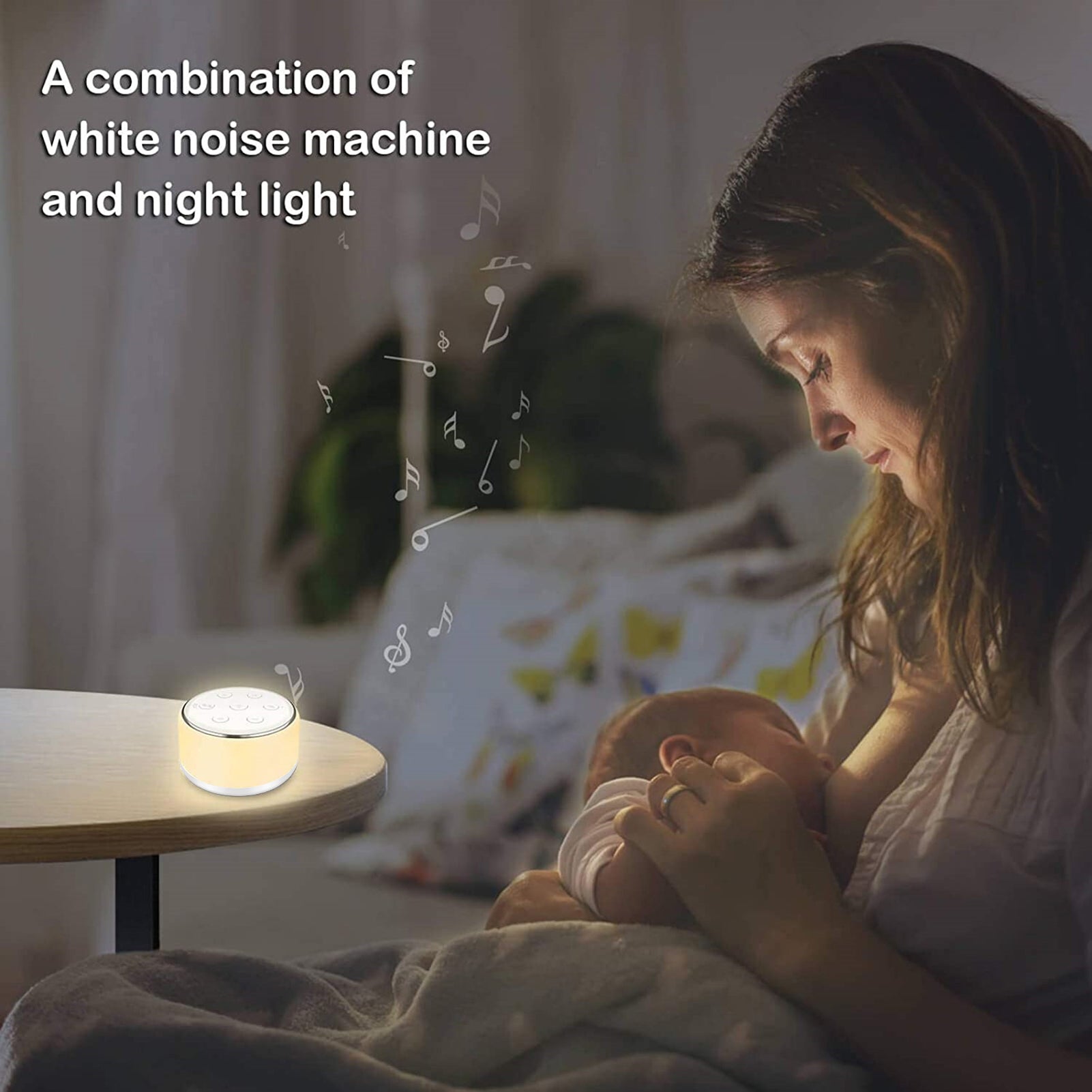 Desktop White Noise Machine Sleep Sound Machine for Baby Sleep Soother 7 Colors Night Lights 34 Soothing Sounds 30min/60min/90min Timer Built-in Battery