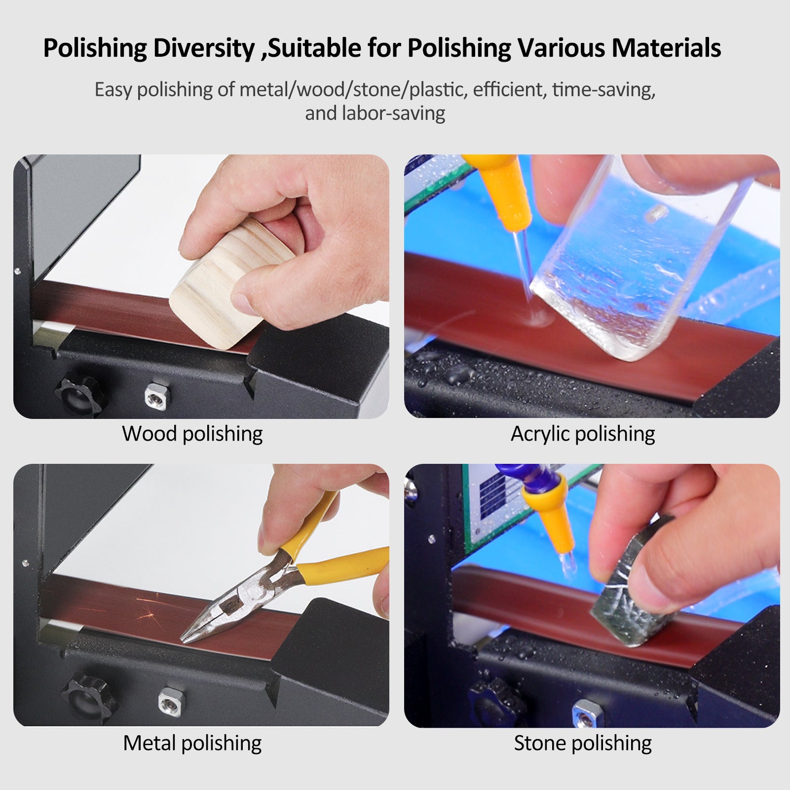 250W Wet And Dry Belt Sander Mini Belt Sander Electric Bench Grinder Sanding Machine Constant Speed Small Grinder Sharpener Polisher Machine with Water Pipe and 10 Sanding Belts for DIY Woodworking Resin Jewelry Making Knife Sharpener