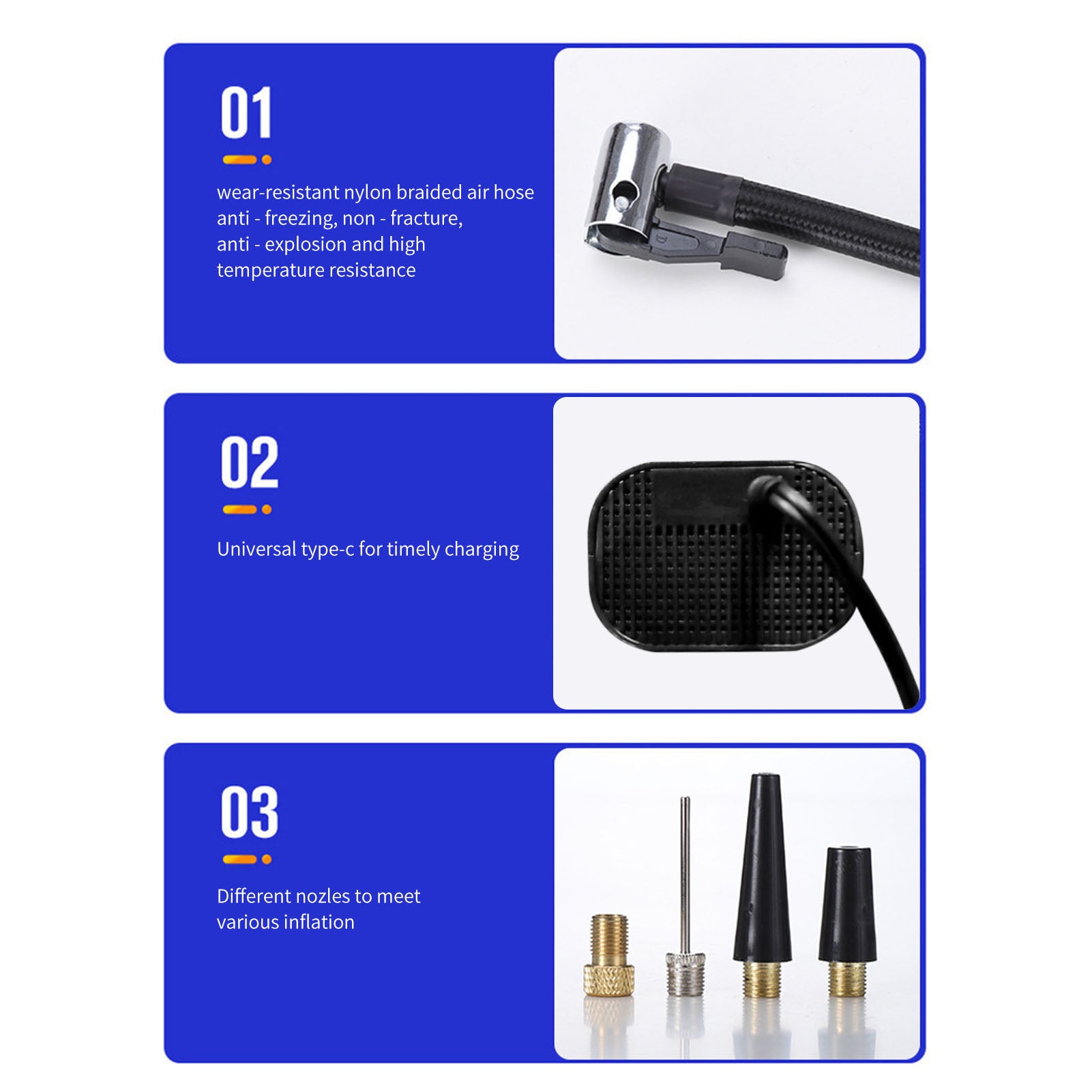 Multifunctional Air Pump Portable Car Air Compressor Tire Inflator Air Pump for Car Bike Tires  Electric Tire Inflator Tire Pump for Car Bike Motorcycle Ball Wire/Wireless