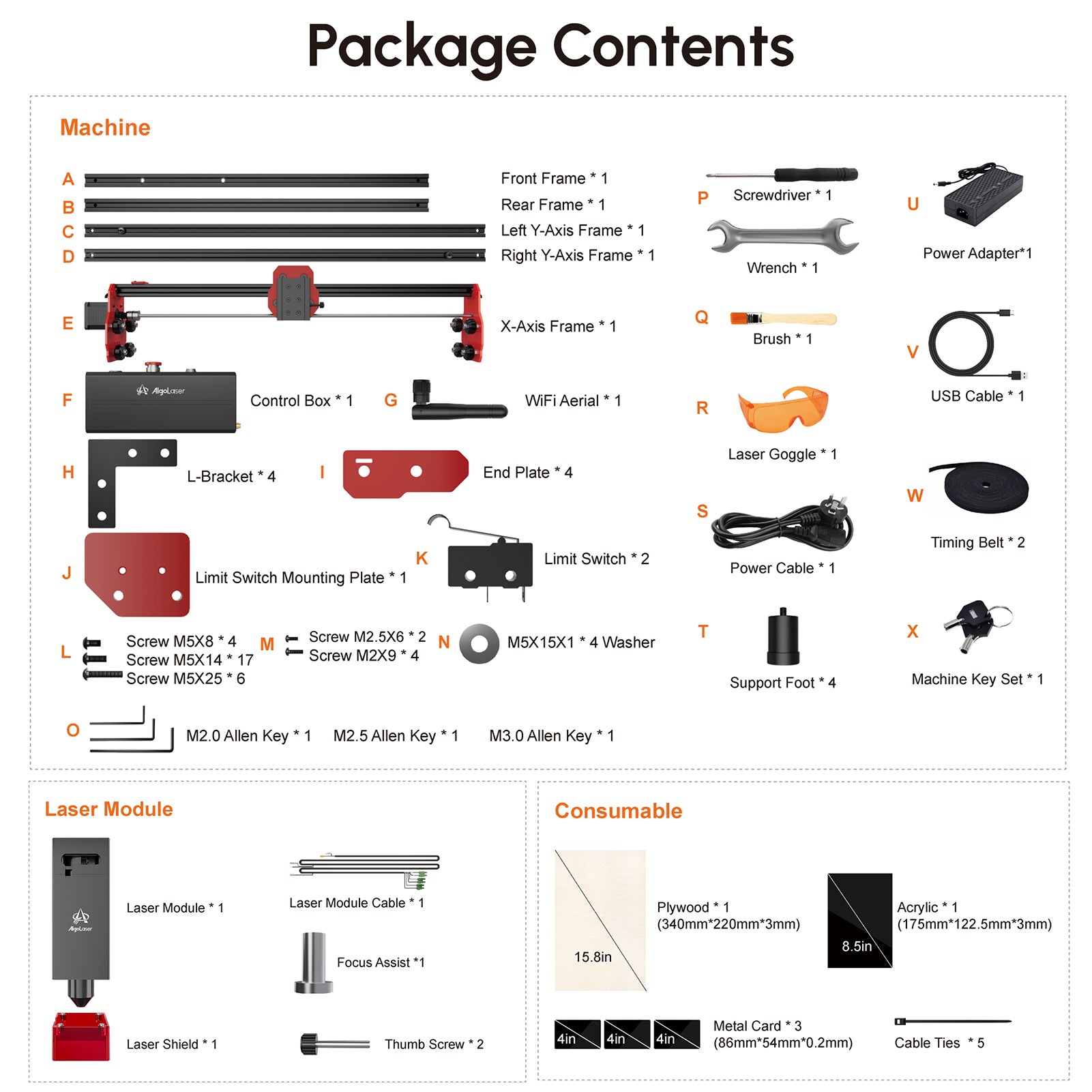 Algolaser DIY Kit Laser Engraver 10W Output Laser DIY Engraving Machine Upgraded Motherboard Compatible with Up to 20W Laser High Precision Ultra Fine Laser for Cutting 3.5mm Black Acrylic /12mm Paulownia Board Support WiFi/BT/TF Card Engraving Area 400x4