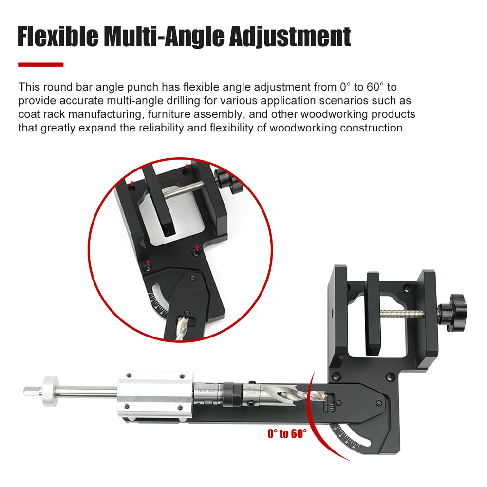 Woodworking Cloak Rack Hole Punch Multi-Angle Adjustable Round Bar Hole Puncher Electric Drill Drive Hole Punch Tool