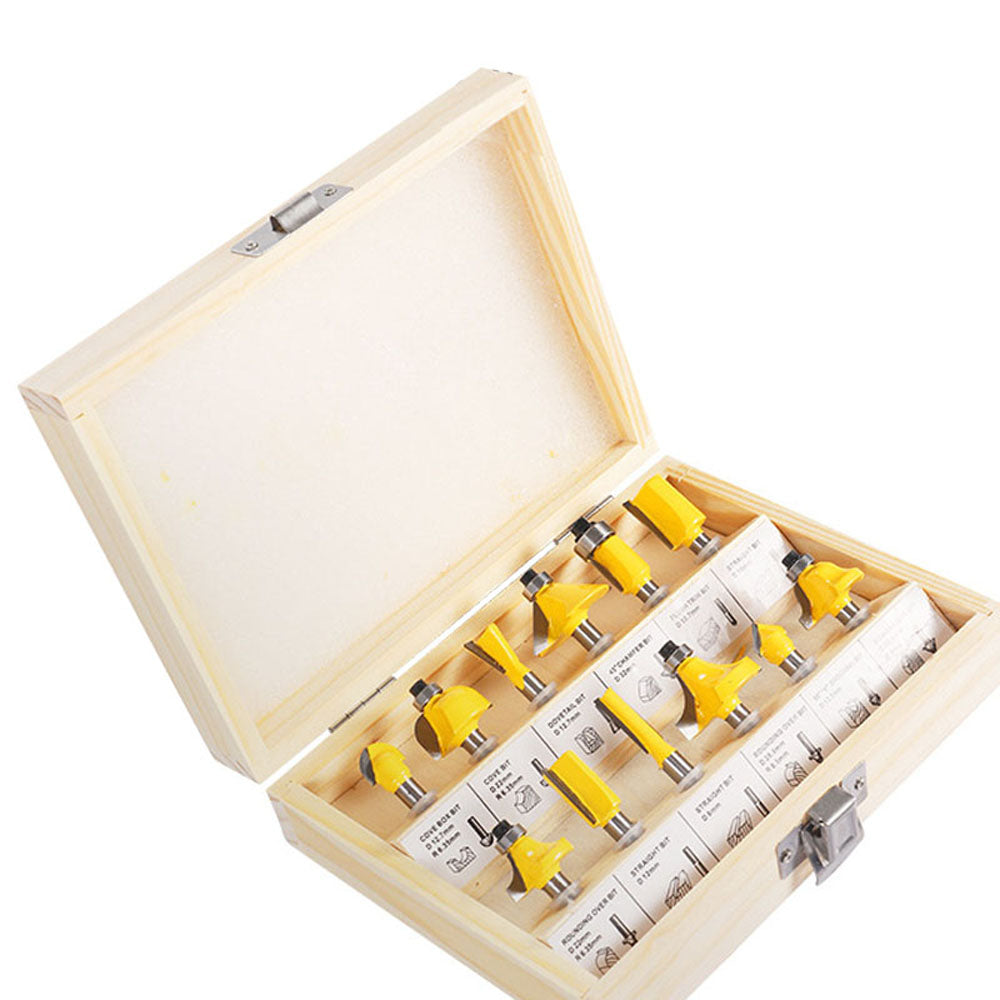 12pcs Milling Cutter Router Bit Set Wood Cutter Carbide 1/4inch 8mm Shank Optional Mill Woodworking Trimming Engraving Carving Cutting Tool