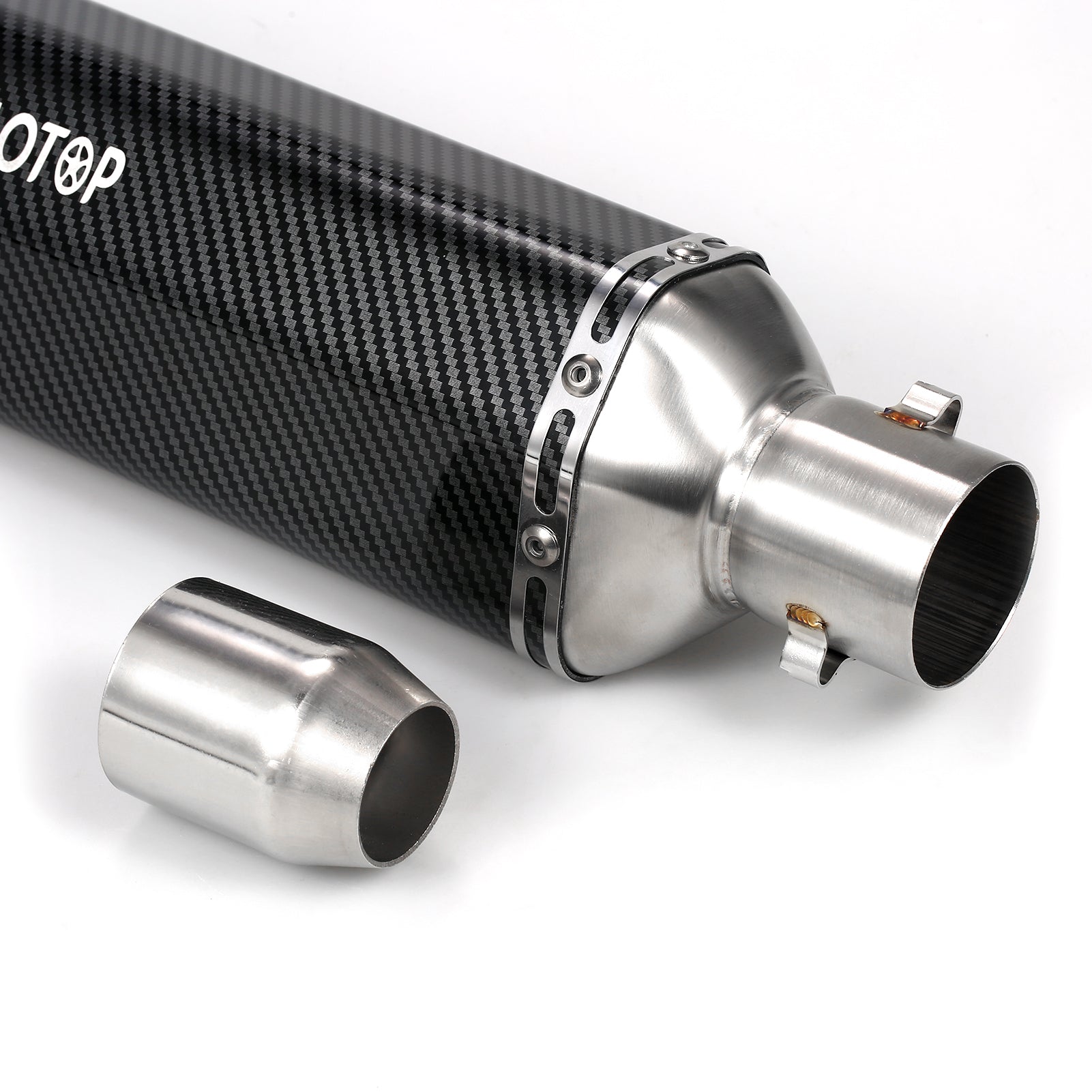 1.5-2in Inlet Motorcycle Exhaust Muffler Pipes Slip on Silencer Carbon Fiber Style Tail Tube High Temperature Resistant for Motorcycle ATV Dirt Bike
